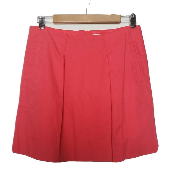 J. Crew 100% Cotton Coral Pleated Skirt Sz 4 - Picture 3 of 7